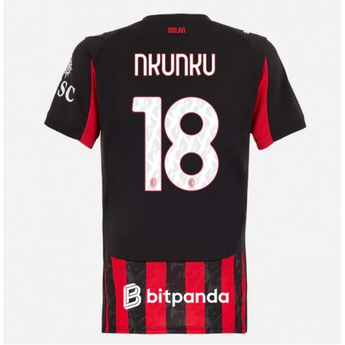 Stroje piłkarskie AC Milan Christopher Nkunku #18 Koszulka Podstawowej dla damskie 2025-26 Krótki Rękaw